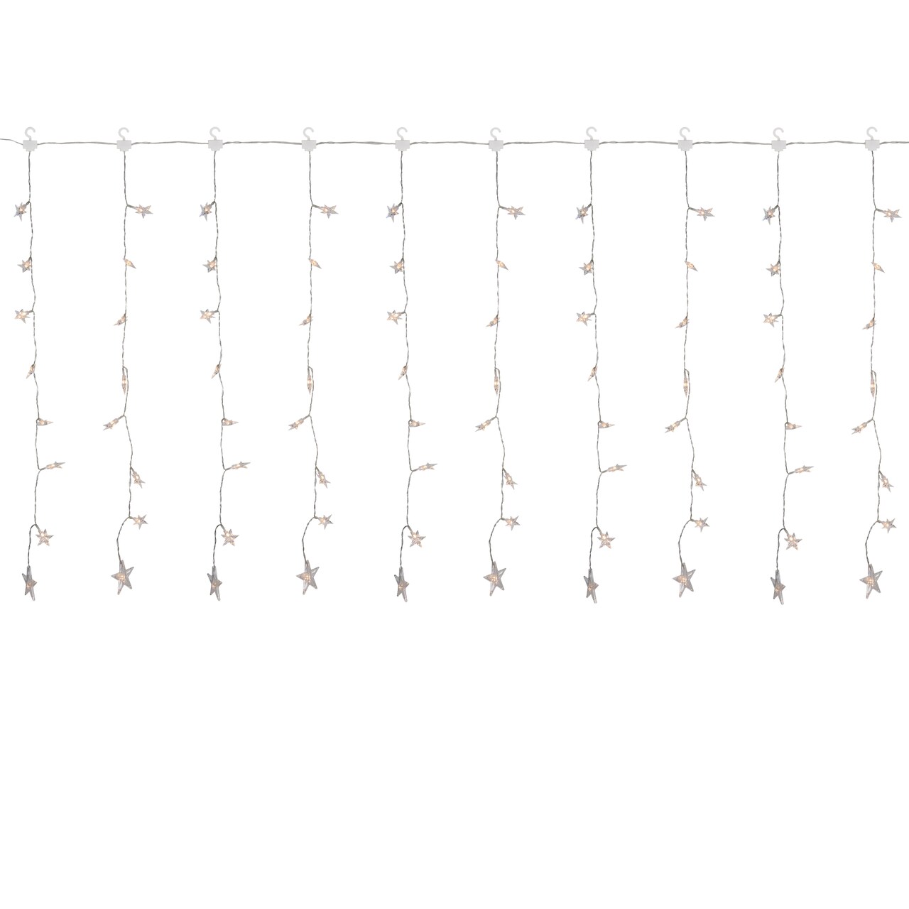 Northlight LED Stars Curtain Christmas Lights - Warm White - 7.5' Clear Wire - 120ct